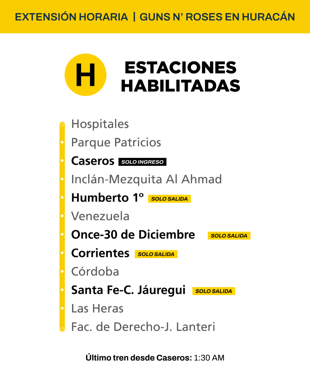 Subte: horarios especiales por recitales