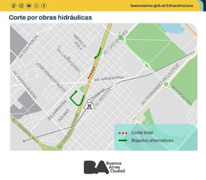 Cierran una salida de la Autopista Dellepiane por obras contra inundaciones